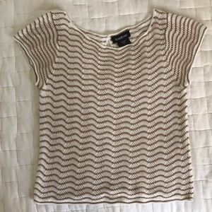 Size S. Wave knit top, “Glistening Snow” by Bebe.